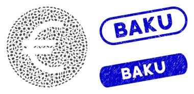 Dokulu Bakü filigranlı Oval Kolaj Euro Sikkesi