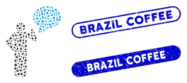 Ballon ovale Mosaic Man Idea avec filigranes de café Brésil rayé — Image vectorielle
