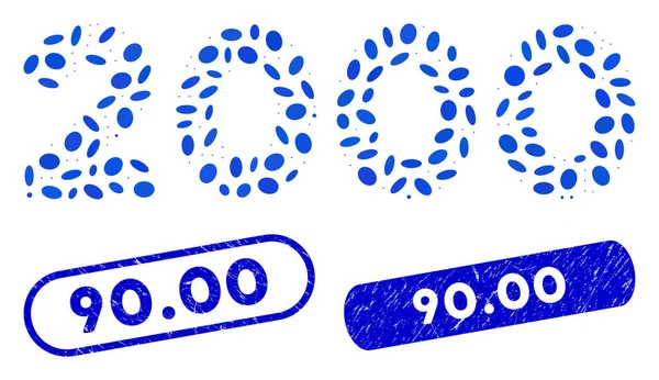 Ellipse Mosaïque 2000 chiffres Texte avec texture 90.00 timbres — Image vectorielle