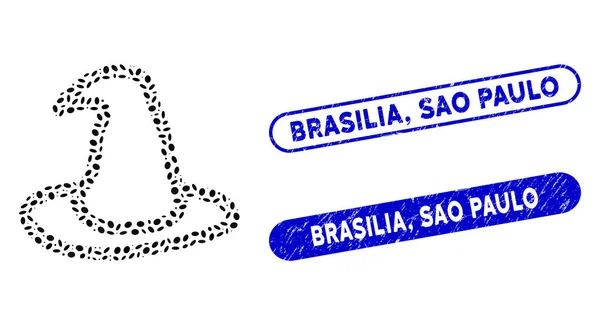 Chapéu mágico de mosaico elipse com Grunge Brasília, São Paulo Watermarks —  Vetores de Stock