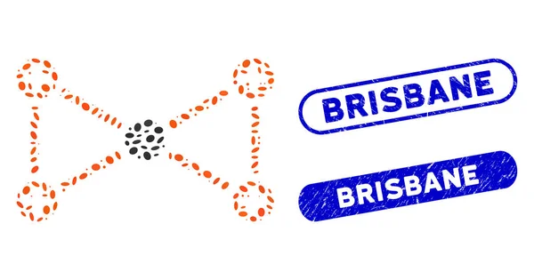 Nodos médicos de mosaico oval con sellos de Brisbane de angustia — Vector de stock