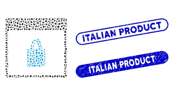Kalendarz zakupów owalny Collage Page with Grunge Italian Product Watermarks — Wektor stockowy
