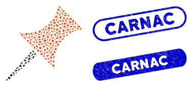 Dokulu Carnac Mühürlü Oval Kolaj İğnesi