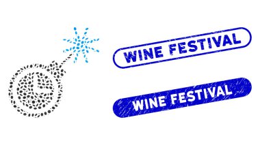 Çizik Şarap Festivali Damgalarıyla Eliptik Kolaj Saatli Bomba