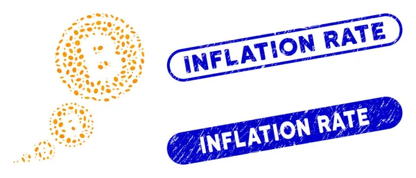 Ovális mozaik Bitcoin-infláció karcos inflációs rátával — Stock Vector