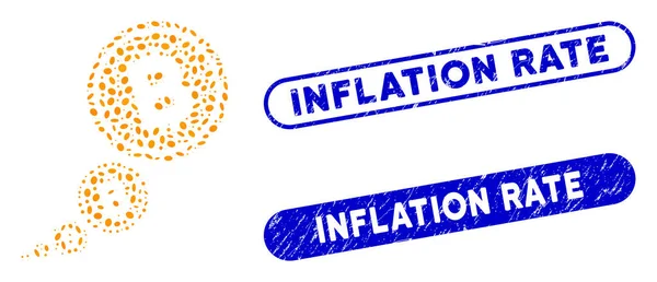 Inflation ovale de Bitcoin de mosaïque avec des joints de taux d'inflation rayés — Image vectorielle