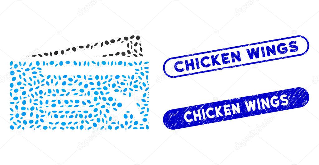 Ellipse Mosaic Airtickets with Textured Chicken Wings Watermarks