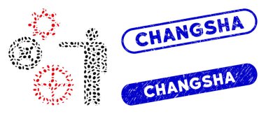 Grunge Changsha Damgalı Elips Mozaik Proje Mekaniği