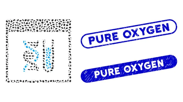Owalne Collage Dna Analysis Calendar Page with Distress Czysty tlen Znaki wodne — Wektor stockowy