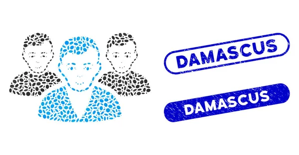 Grupo de usuarios de Elipse Collage con sellos de Damasco texturizados — Vector de stock