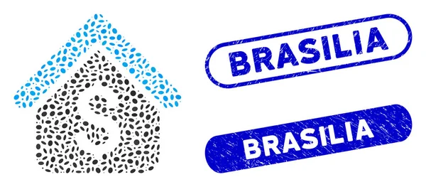 Prêt hypothécaire Ellipse Collage avec des filigranes de détresse Brasilia — Image vectorielle