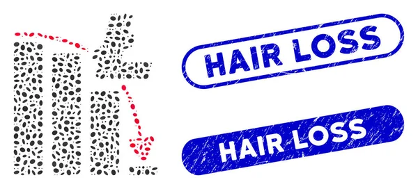 Ellipse Mosaic Litecoin Epic Fail Chart com carimbos de perda de cabelo texturizados —  Vetores de Stock