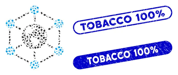 Elipse Mosaico Internet mundial con tabaco texturizado 100 por ciento sellos — Archivo Imágenes Vectoriales