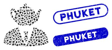 Ellipse Mosaic Dummy Person with Textured Phuket Stamps