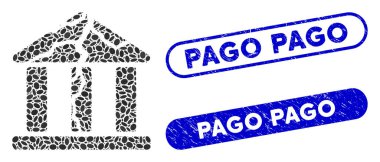 Dotted Mosaic Corrupted Bank with Distress Pago Seals