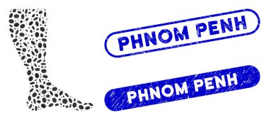 Ellipse Collage Deep Vein Thrombosis with Grunge Phnom Penh Stamps