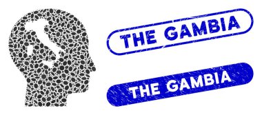 Noktalı Mozaik İtalyan Üzüntüyle Düşünen Gambiya Damgaları