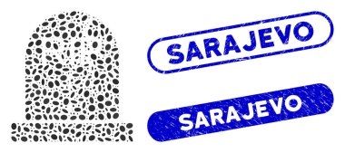 Grunge Saraybosna Damgalı Oval Kolaj Eski Mezar