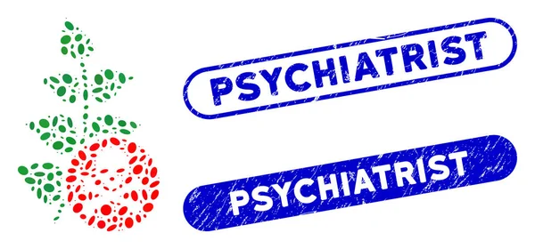 Dotted Collage Herbicide Toxin with Textured Psychiatrist Stamps — Διανυσματικό Αρχείο