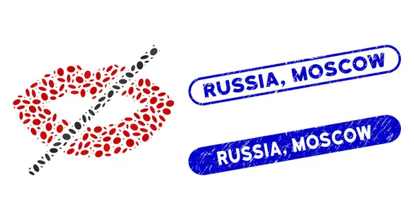Коллаж без поцелуев с Россией, московские тюлени — стоковый вектор