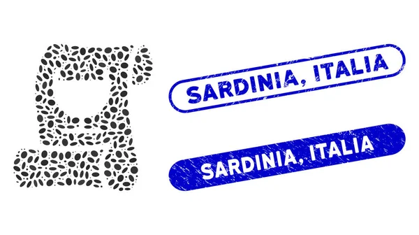Owalne mozaiki Oryginalny paragon z teksturowaną Sardynią, Italia Seals — Wektor stockowy