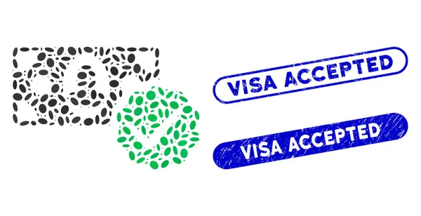 Ellipse Mosaic bezahlt in voller Höhe mit Seenot-Visa akzeptierten Siegeln — Stockvektor