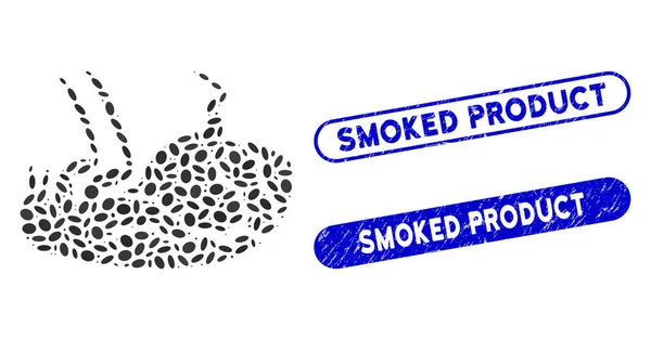 Dot Mosaic Pulga doente com carimbos de produtos fumados texturizados —  Vetores de Stock