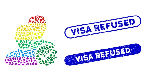 Oval Collage For Gays with Scratched Visa Refused Seals — 스톡 벡터