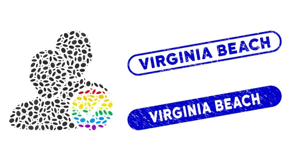 Elipse Mosaico Para Gays Solo con Sellos Texturizados de Virginia Beach — Archivo Imágenes Vectoriales