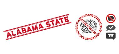 Textured Alabama State Line Stamp and Collage No Message Cloud Icon