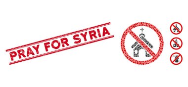 Distress Pray for Syria Line Seal with Collage No Church Icon
