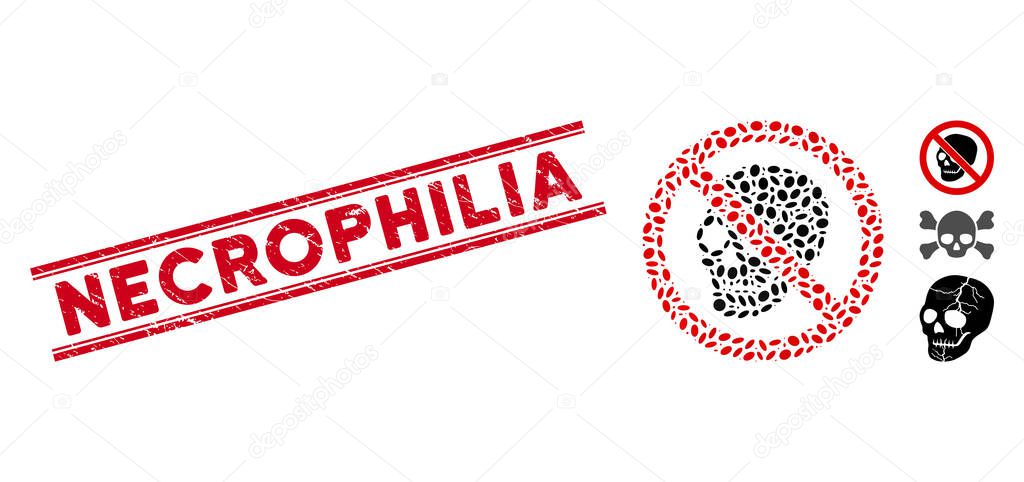 Textured Necrophilia Line Stamp and Collage No Skeleton Skull Icon
