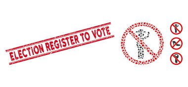 Scratched Election Register to Vote Line Seal and Collage No Hitchhiking Icon