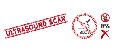 Distress Ultrasound Scan Line Stamp with Mosaic No Microscope Icon