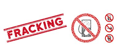 Scratched Fracking Line Seal and Mosaic No Gas Station Icon