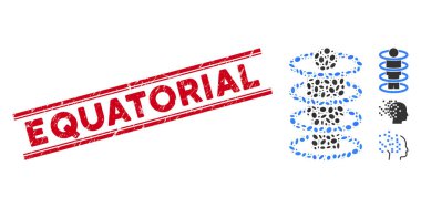 Textured Equatorial Line Stamp and Mosaic Person Teleportation Icon
