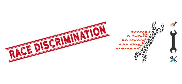 Distress Race Discrimination Line Seal et Collage Rush Repair Icône — Image vectorielle