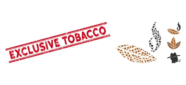 Linha de Tabaco Exclusivo de Perturbação Carimbo e Colagem Fumar Ícone de Folha de Tabaco — Vetor de Stock