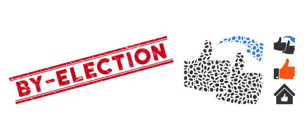 Scratched By-Election Line Stamp with Collage Like for Like Icon — Stock vektor