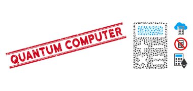 Distress Quantum Computer Line Seal with Mosaic Calculator Icon