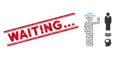 Grunge Waiting... Line Stamp and Mosaic Gentleman Vote Icon