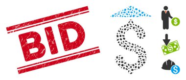 Distress Bid Line Seal and Mosaic Dollar Up Icon