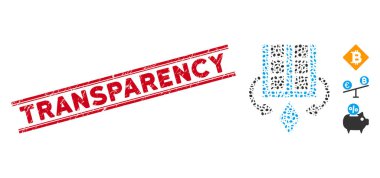 Distress Transparency Line Stamp with Mosaic Ethereum Mining Farm Icon