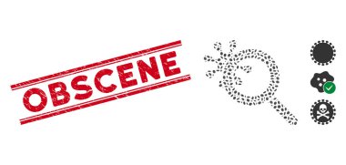 Distress Obscene Line Stamp and Collage Explore Virus Icon