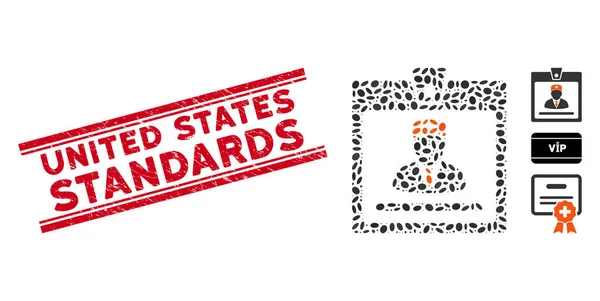 Texturizado Estados Unidos Padrões Line Stamp and Mosaic Doctor Badge Icon — Vetor de Stock