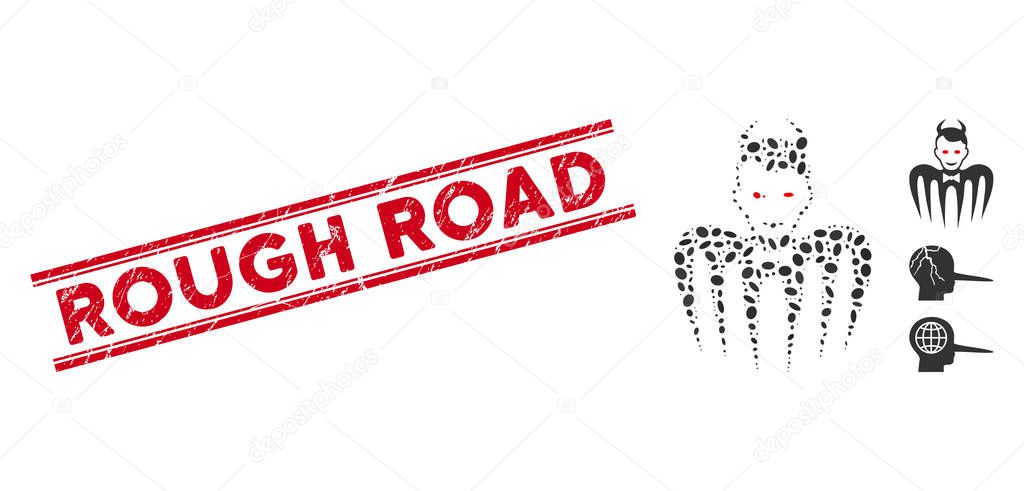 corroded red stamp seal with rough road text between double parallel lines and mosaic gentleman spectre devil icon premium vector in adobe illustrator ai ai format encapsulated postscript eps eps format wdrfree