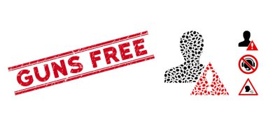 Scratched Guns Free Line Stamp with Mosaic User Risk Management Icon