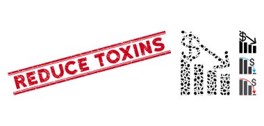 Scratched Reduce Toxins Line Seal with Mosaic Recession Icon