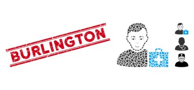 Distress Burlington Line Seal and Collage First-Aid Man Icon