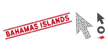 Grunge Bahamas Islands Line Stamp with Collage Cursor Arrow Icon